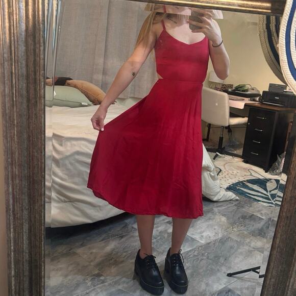 REFORMATION Red Midi Dress – Size Small- Taylor Swift Red Dress with Cutouts - Picture 13 of 13
